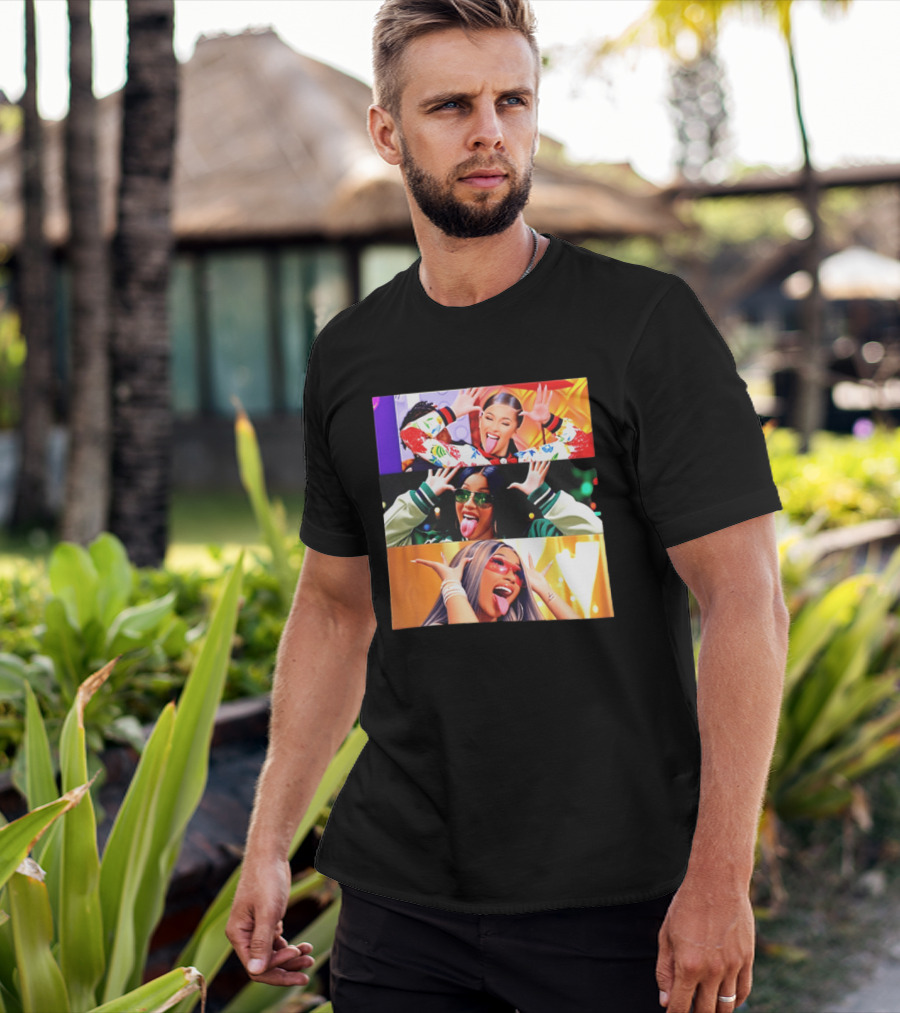 Cardi B Funny Faces Tongue Out Rapper Hip Hop Celebrity T-Shirt