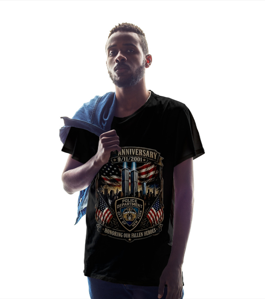 25th Anniversary 9/11/2001 New York City Police Department Honoring Our Fallen Heroes T-Shirt