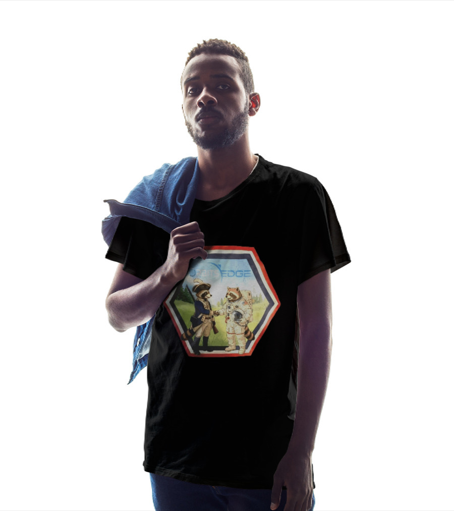 Orbits Edge Raccoon Soldier And Astronaut Handshake Cartoon T-Shirt