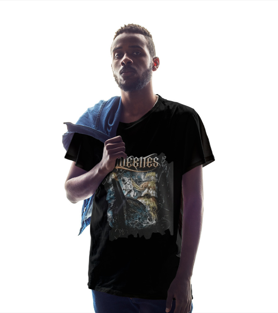 Lovebites Howling White Wolf Ship Amidst Ocean Storm And Lightning Waves T-Shirt