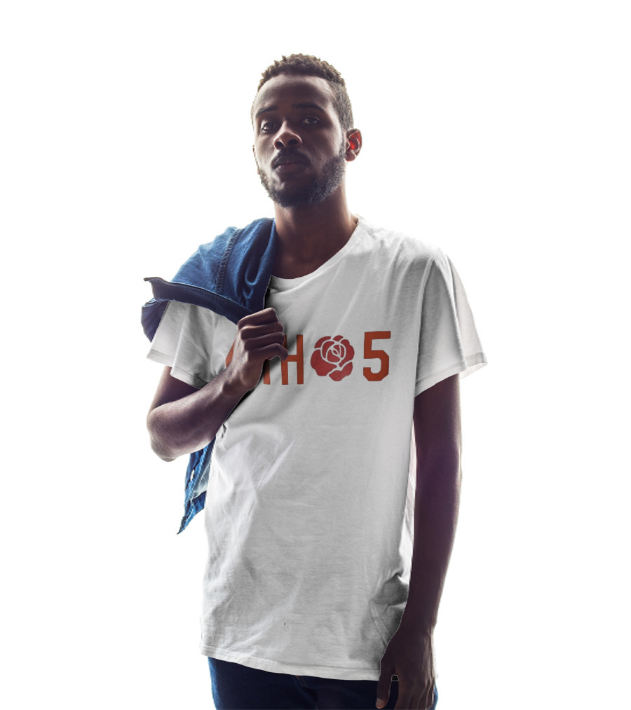 4th 5 Red Rose Varsity Athleisure Block Numbers T-Shirt