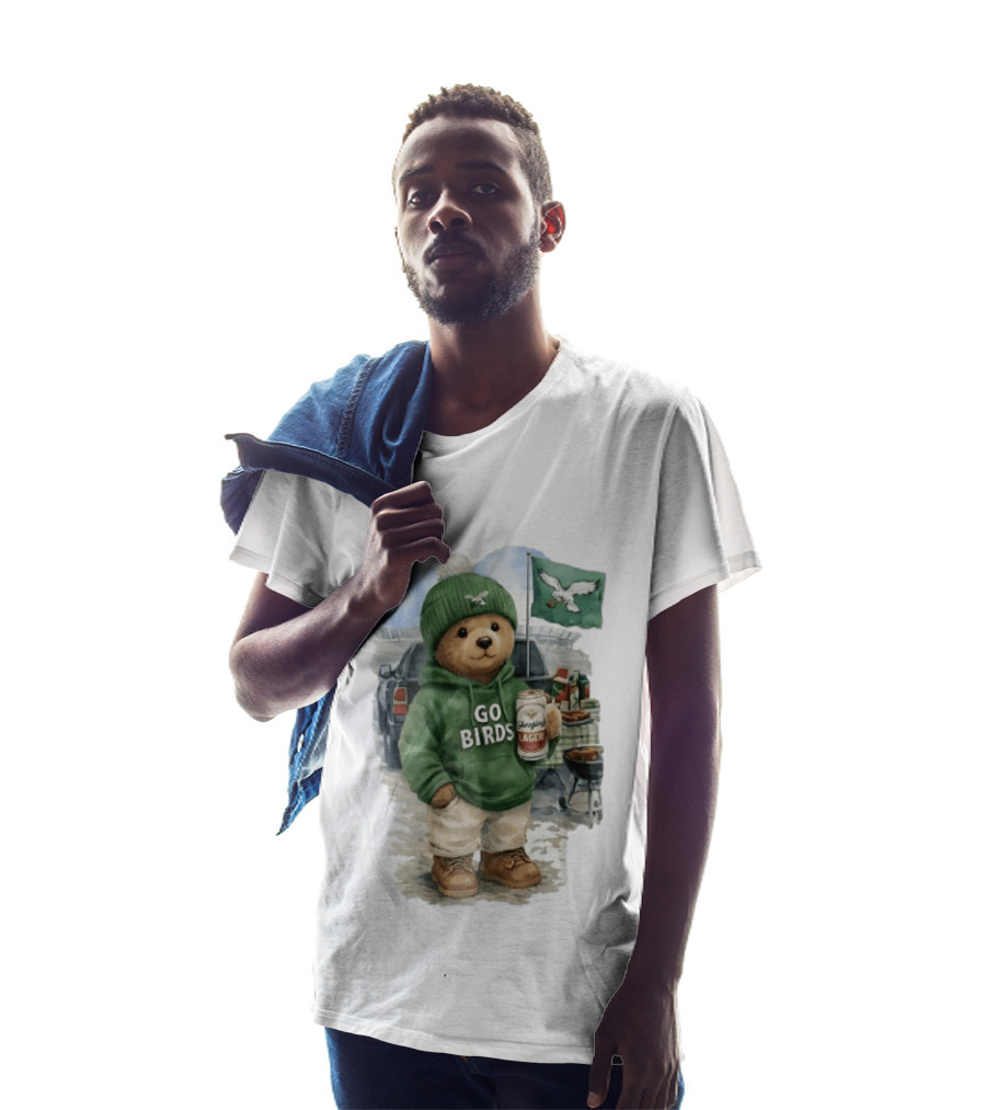 Philadelphia Eagles Go Birds Yuengling Lager Tailgate Teddy Bear Watercolor Truck Scene T-Shirt