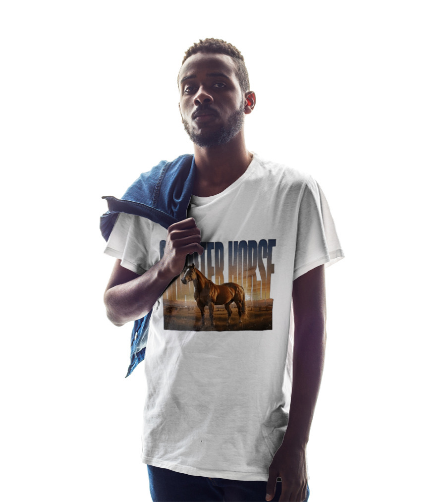 Quarter Horse Muscular Brown Stallion Sunset Landscape T-Shirt