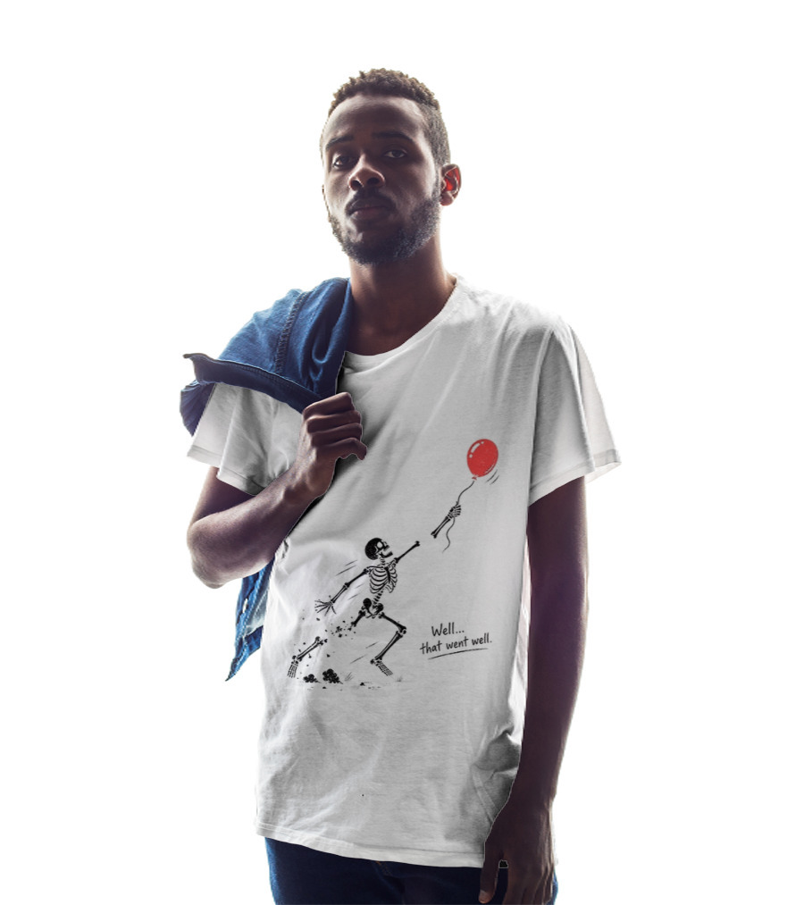 Skeleton Lost Balloon Well That Went Well Halloween T-Shirt