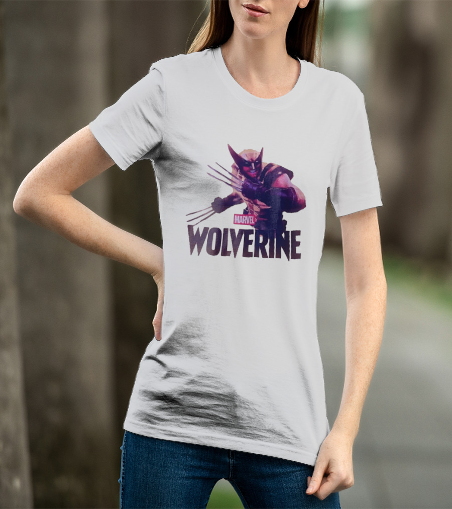 Marvel Wolverine Masked Superhero Claws Extended Purple Glow T-Shirt