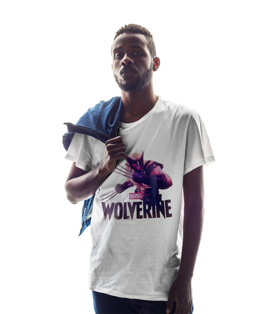 Marvel Wolverine Masked Superhero Claws Extended Purple Glow T-Shirt