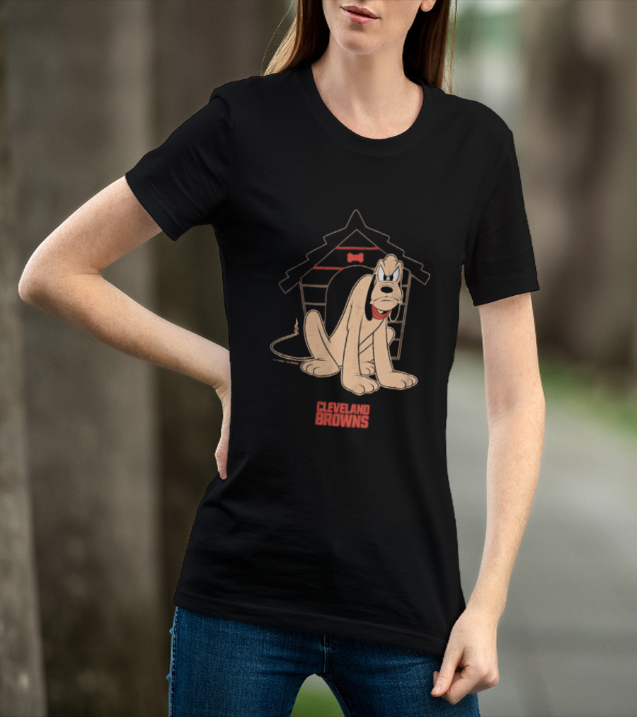 Cleveland Browns Angry Pluto Disney Cartoon Dog Doghouse T-Shirt