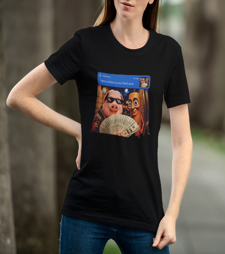 Notification Meme Pig And Wooden Man With Money Motion Alert T-Shirt