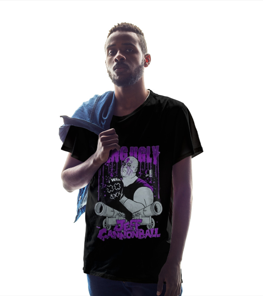 King Ugly War Jeff Cannonball Bald Wrestler Cannons Purple Dripping Paint T-Shirt
