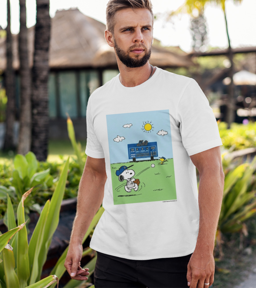 2026 Mets Snoopy Woodstock Baseball Game Scoreboard T-Shirt