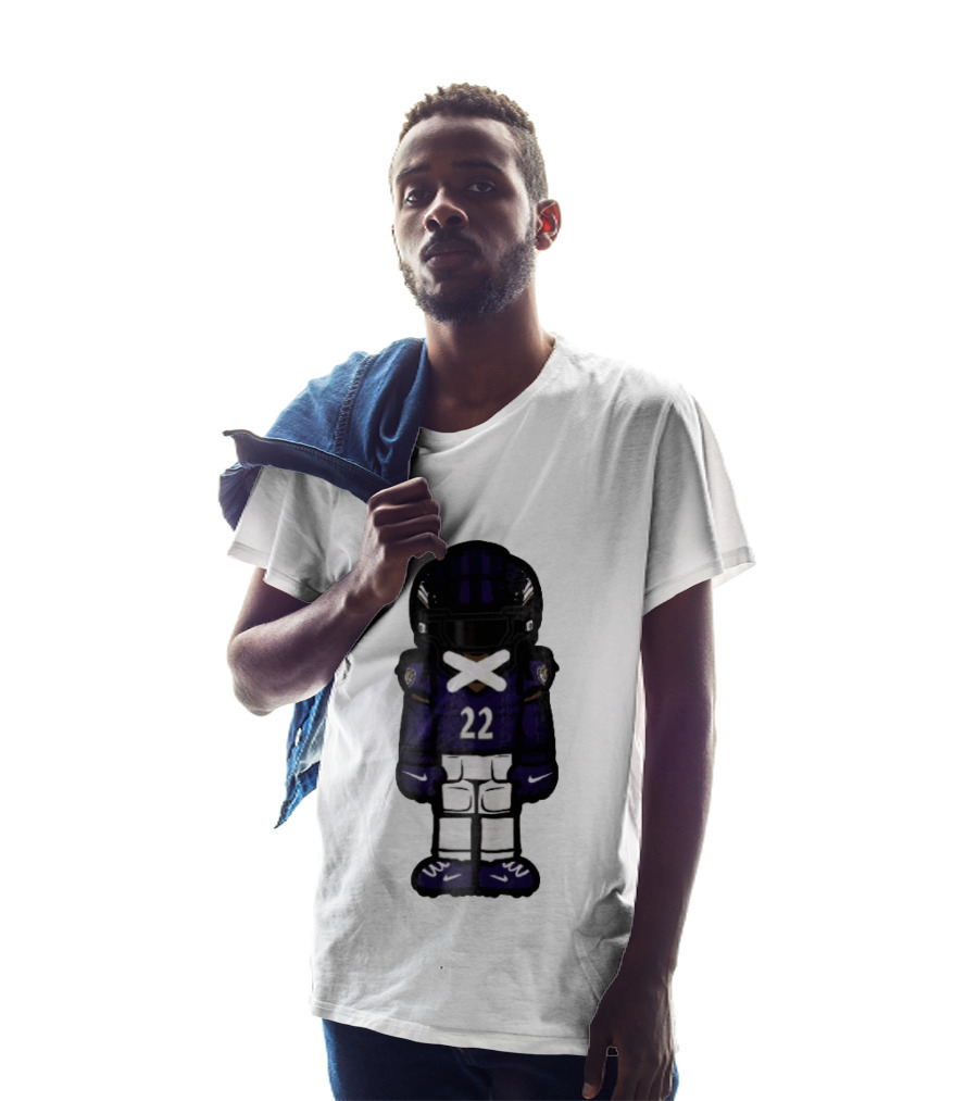 Baltimore Ravens Number 22 Cartoon Character Purple Uniform Football Player T-Shirt