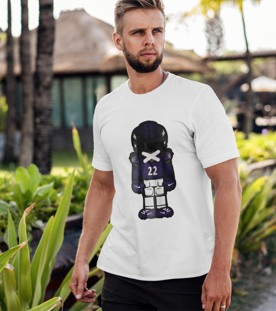 Baltimore Ravens Number 22 Cartoon Character Purple Uniform Football Player T-Shirt
