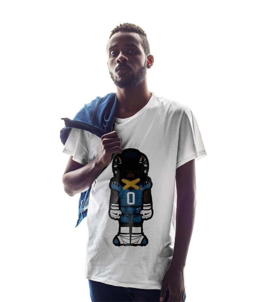 Jacksonville Jaguars Cartoon Caricature Player Jersey 0 Gold Tape Football Team Merchandise T-Shirt