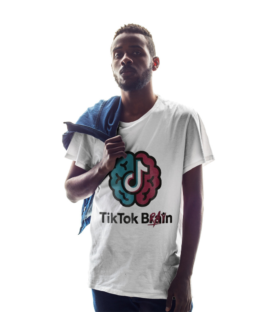 TikTok Brain Rot Teal Pink Hemispheres Music Note T-Shirt