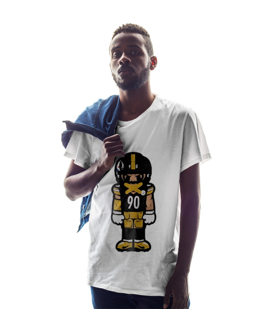 Pittsburgh Steelers 90 Cartoon Football Player Yellow Tape Mouth Iconic Team T-Shirt