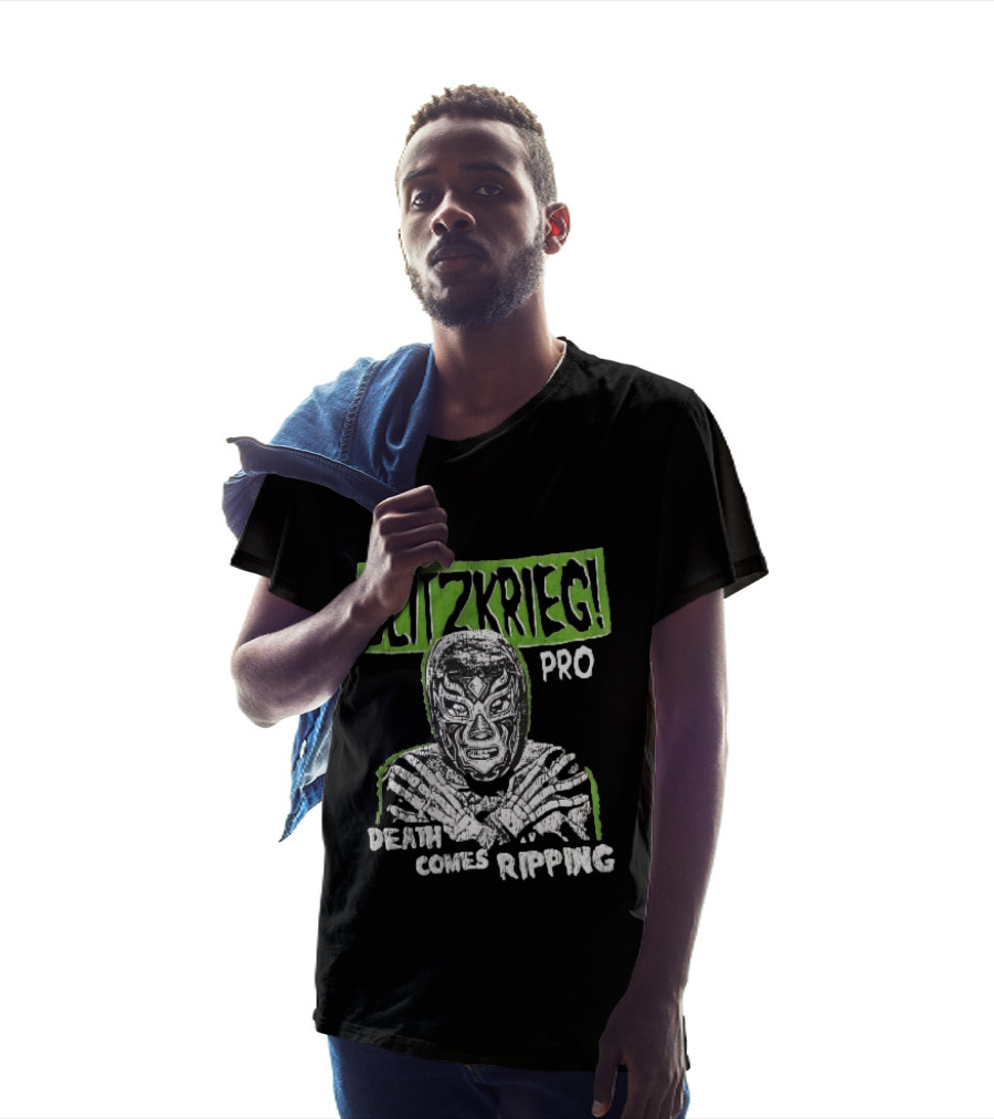Blitzkrieg Pro Death Comes Ripping Masked Luchador Skeleton T-Shirt