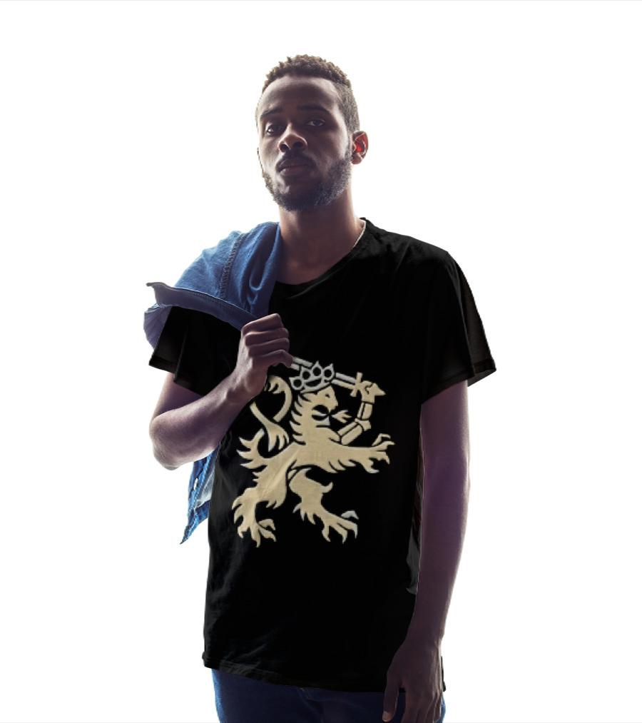 Heraldic Gold Rampant Lion With Crown Sword And Brass Knuckles T-Shirt