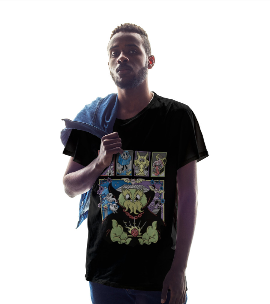 Cthulhu With Dice And Bats Gothic Cartoon T-Shirt