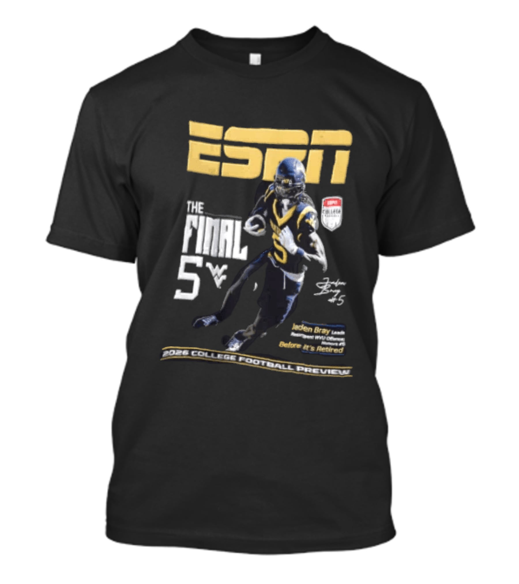 ESPN Jaden Bray 2026 College Football Preview Retired Number 5 T-Shirt