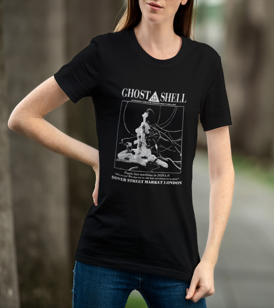 Dover Street Market London Ghost In The Shell Mamoru Oshii 2029 Cyborg Female Wires Gun People Love Machines T-Shirt