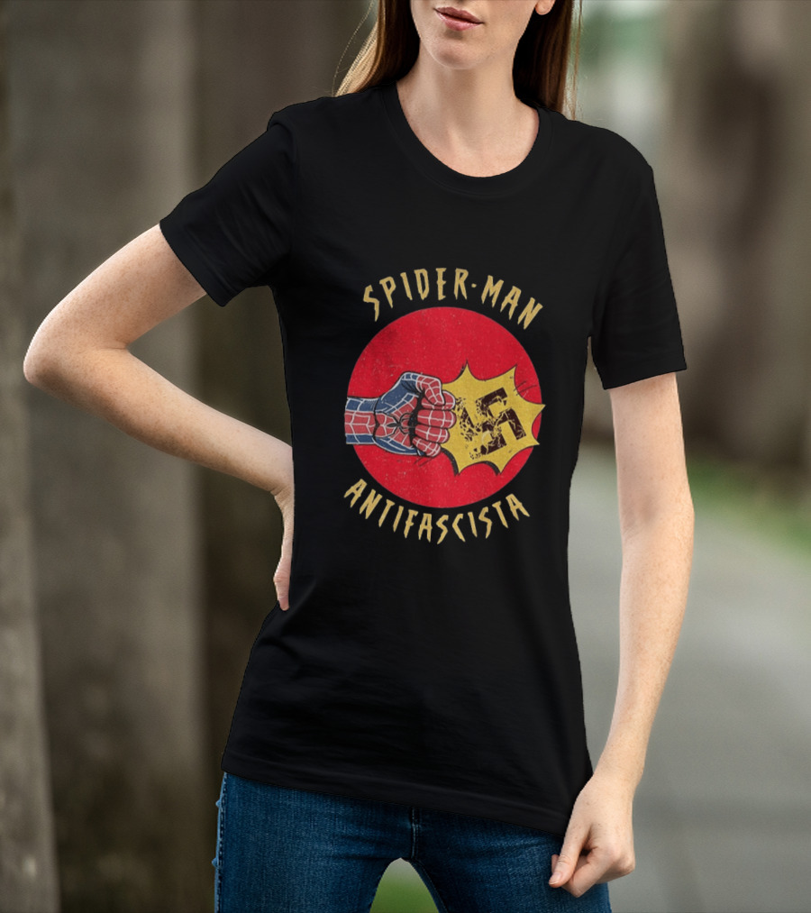 Spider Man Antifascista Punch Kapow Comic Book T-Shirt