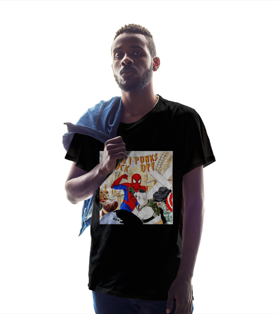 Nazi Punks Fuck Off Spiderman Characters Beating Minneapolis Police Pointing Meme T-Shirt