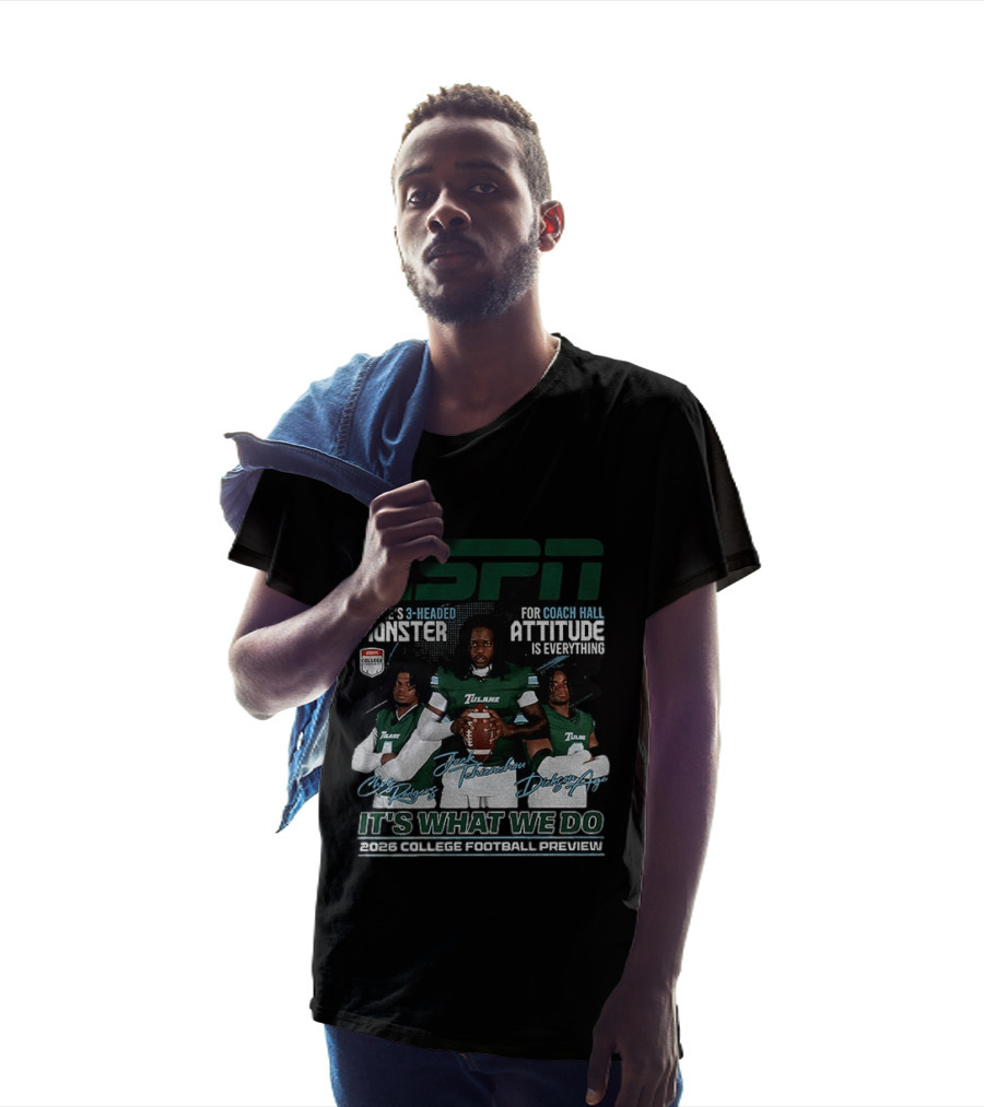 ESPN Tulane's 3 Headed Monster Chris Rodgers Jack Tehienchou Dickson Agu College Football Preview T-Shirt