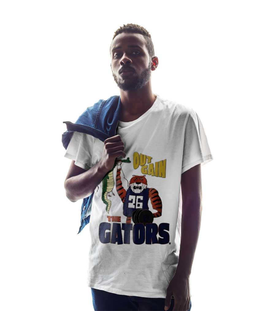 Auburn Tigers Out Gain The Gators Cartoon Weightlifting Alligator NCAA T-Shirt