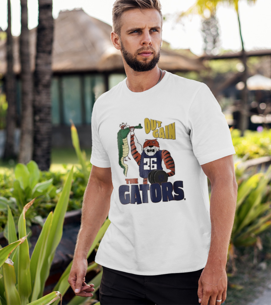 Auburn Tigers Out Gain The Gators Cartoon Weightlifting Alligator NCAA T-Shirt