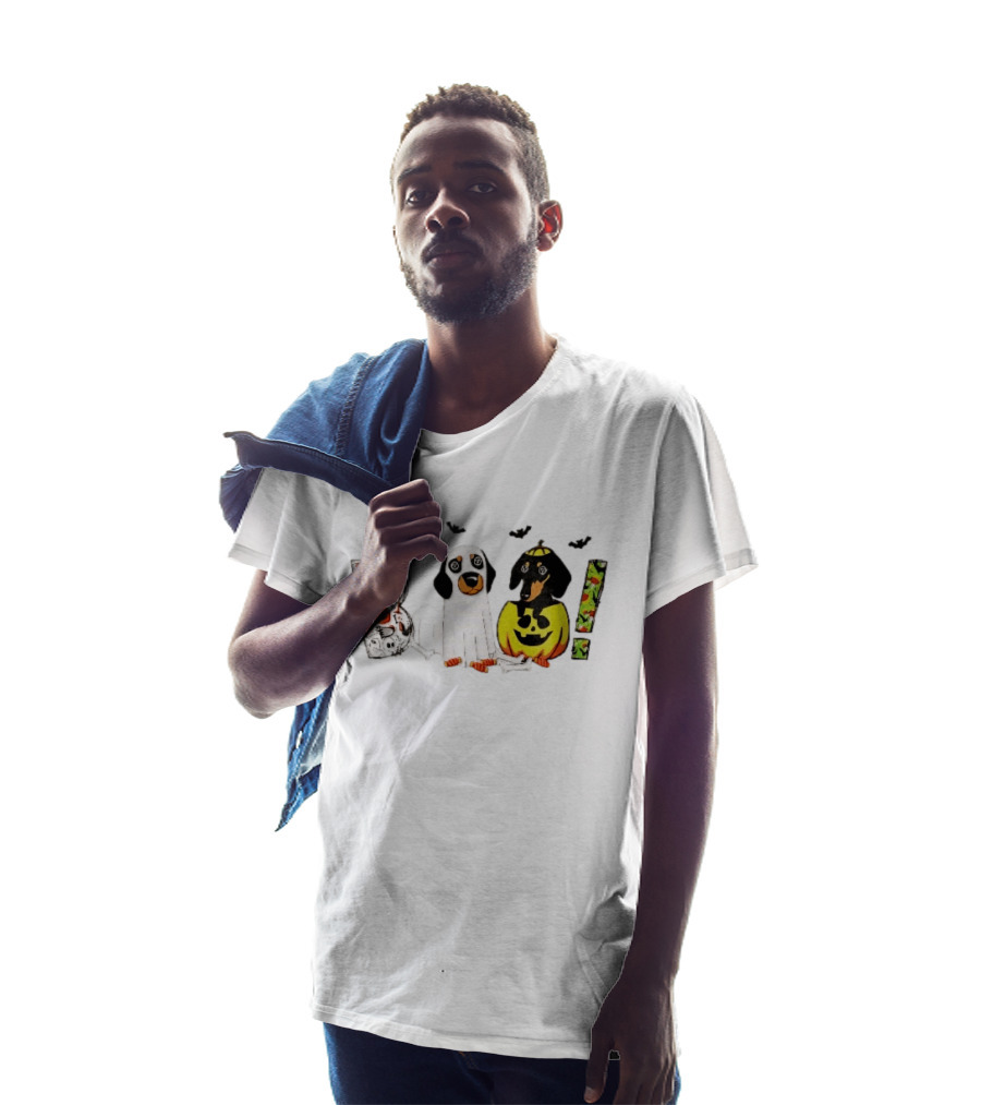 Boo Halloween Cartoon Dachshunds Ghost Costume Pumpkin T-Shirt