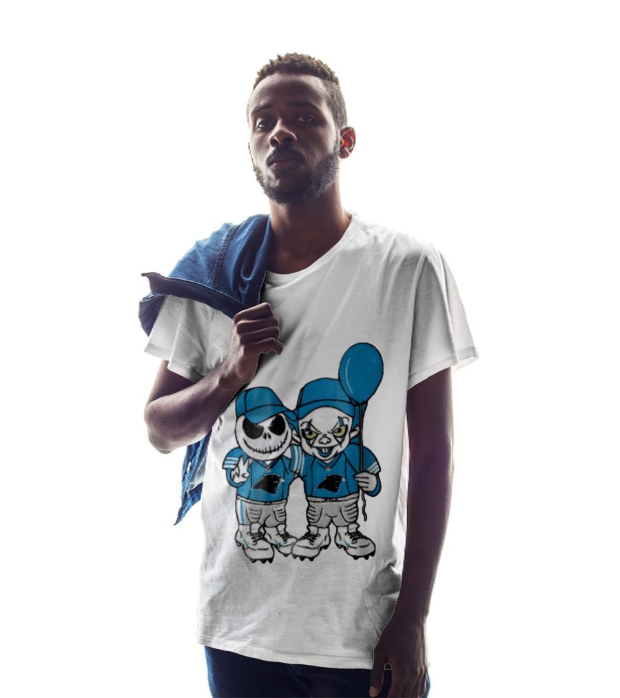 Carolina Panthers Jack Skellington Pennywise Blue Balloon Cartoon T-Shirt