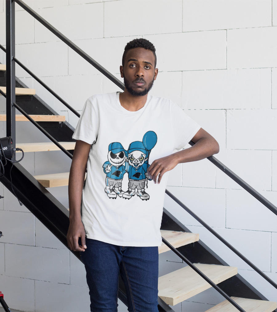 Carolina Panthers Jack Skellington Pennywise Blue Balloon Cartoon T-Shirt
