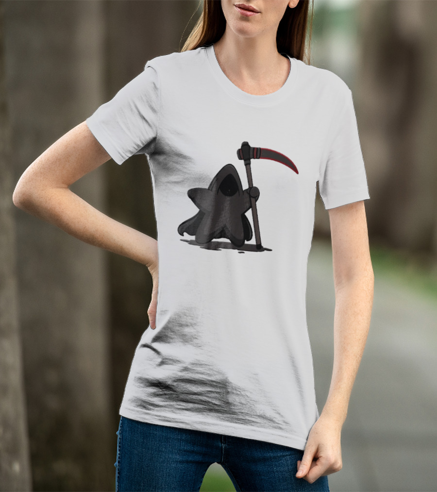 Cartoon Star Grim Reaper Cloak Red Lightsaber Scythe T-Shirt