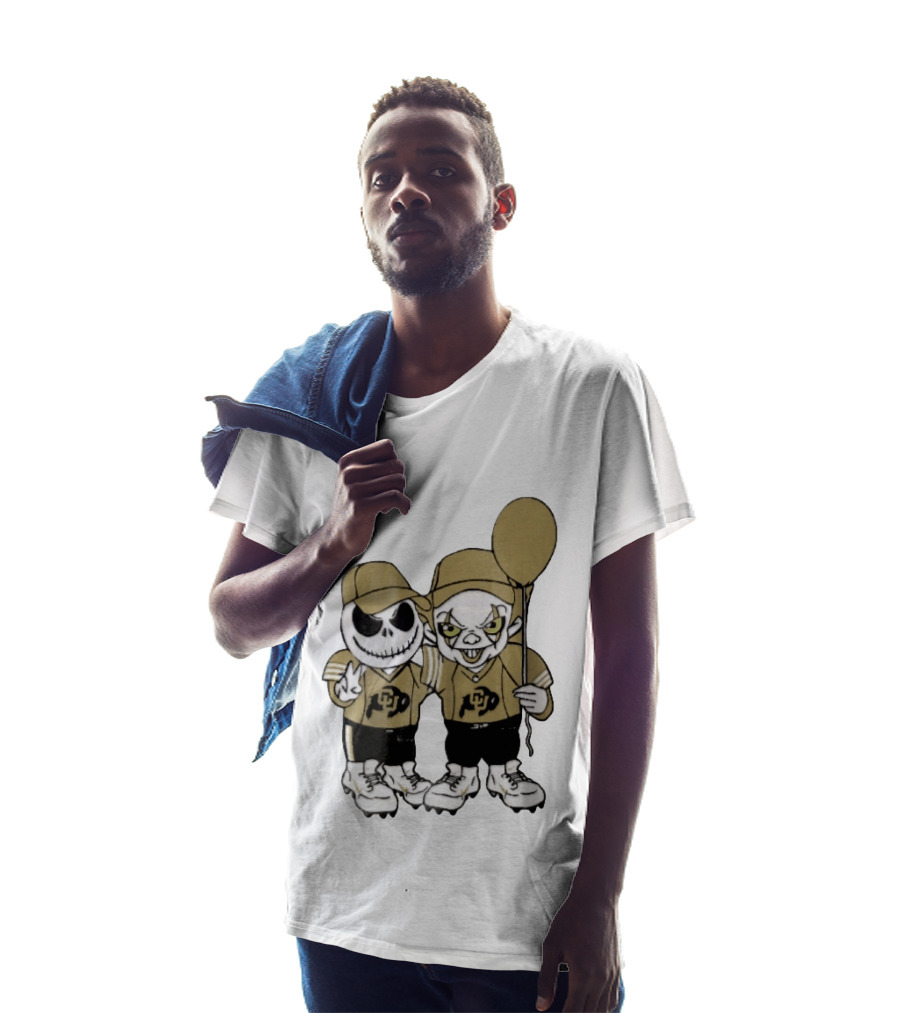 Colorado Buffaloes NCAA Jack Skellington Clown With Balloon Football T-Shirt