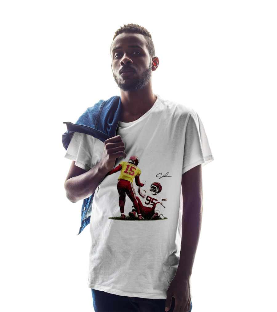 Kansas City Chiefs Mahomes 15 Jones 95 Football Player Signatures T-Shirt