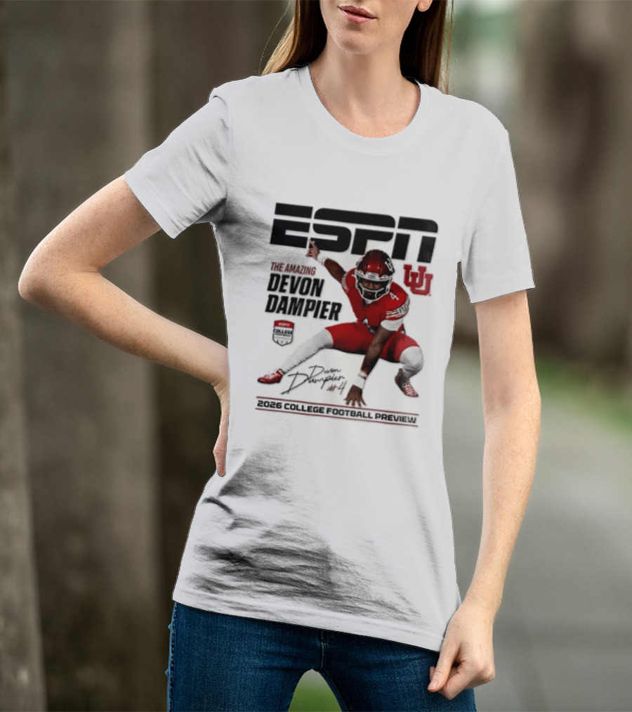 ESPN College Football 2026 Preview Devon Dampier Utah Utes T-Shirt