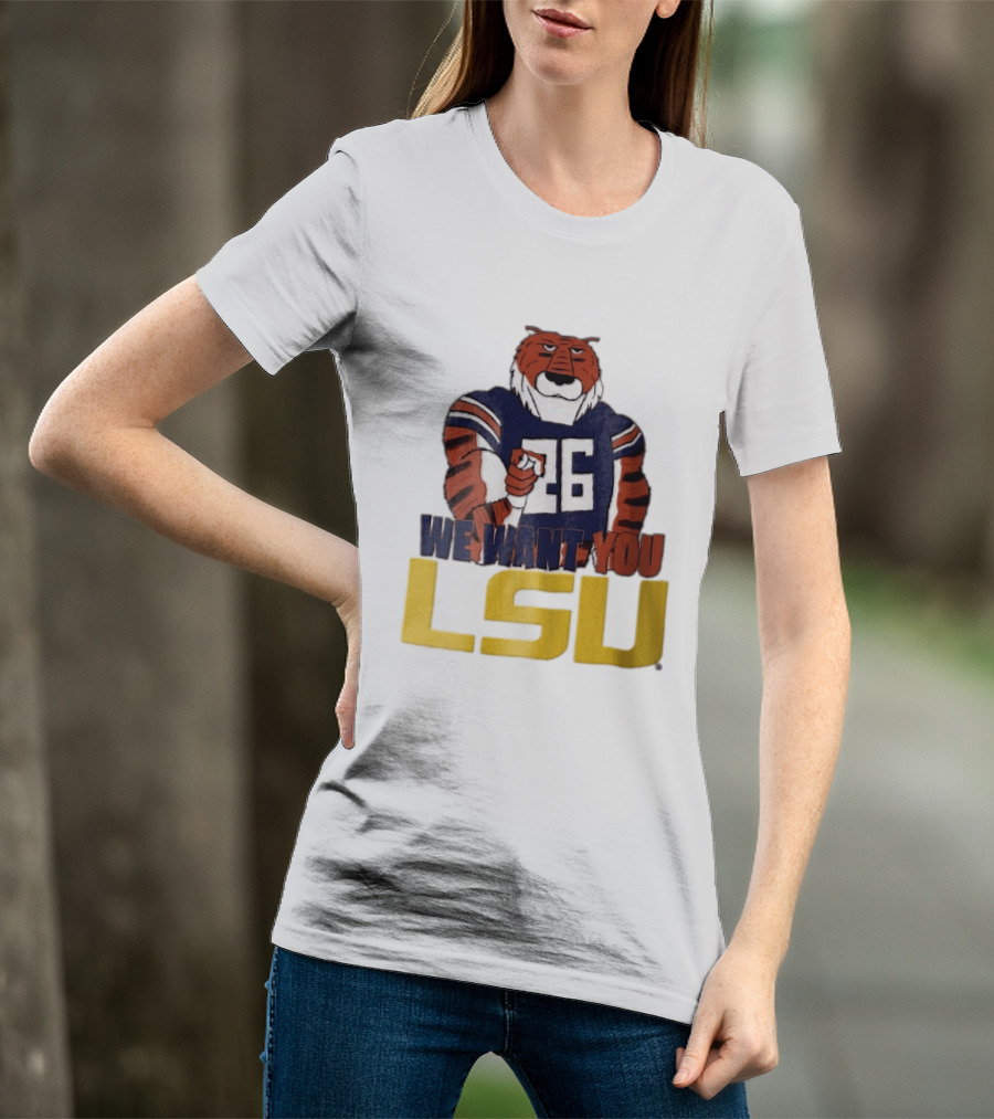LSU Tigers We Want You Number 26 Mascot Pointing T-Shirt