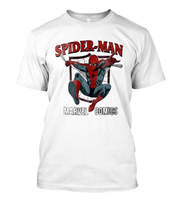 Spider Man Marvel Comics Crouching Web Shield Pose T-Shirt