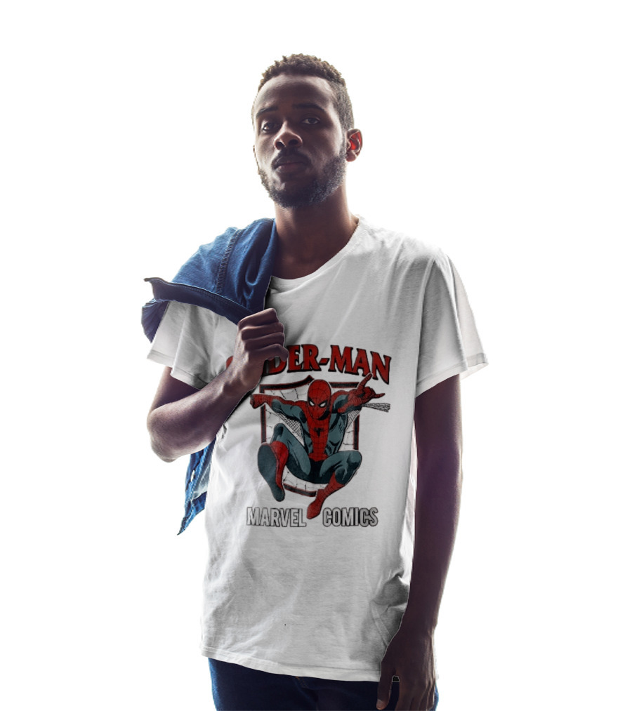 Spider Man Marvel Comics Crouching Web Shield Pose T-Shirt