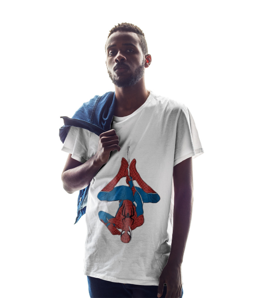 Marvel Spider Man Upside Down Hanging Web Cartoon T-Shirt