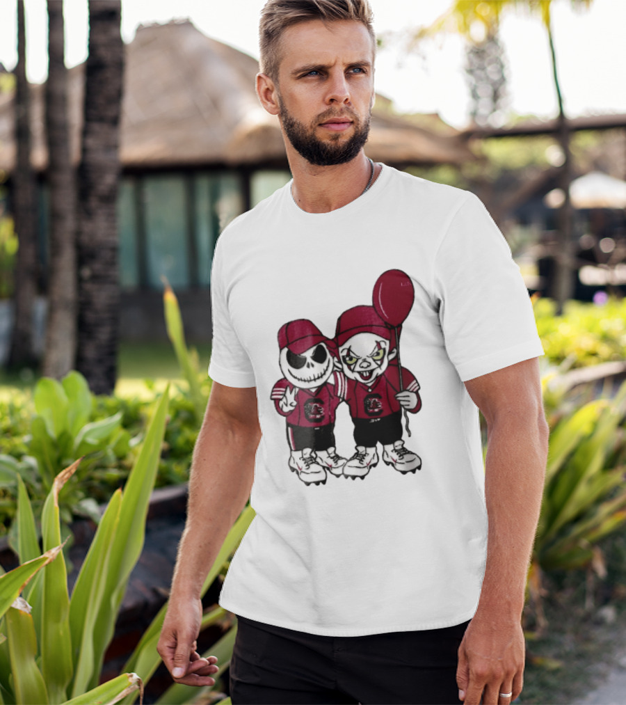 South Carolina Gamecocks NCAA Jack Skellington Pennywise Red Balloon Cartoon T-Shirt
