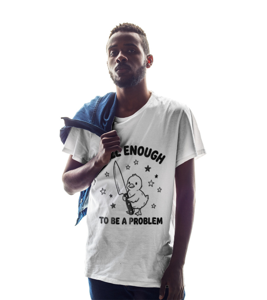 Tall Enough To Be A Problem Duck Holding Knife Surrounded By Stars T-Shirt