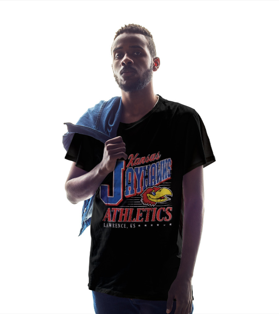 Kansas Jayhawks Athletics Lawrence KS Distressed Bird Head Stars T-Shirt