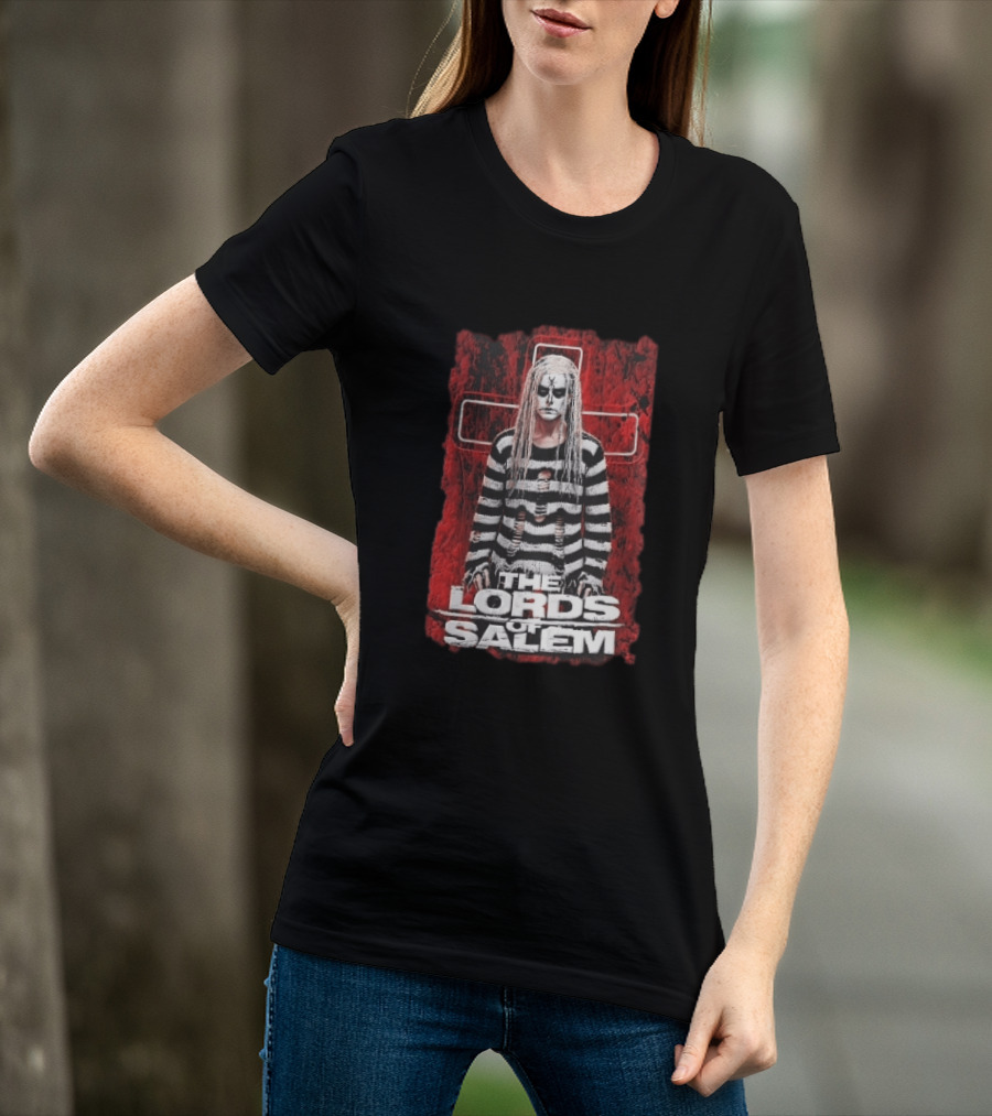 The Lords Of Salem Striped Dreadlocks Face Paint Inverted Cross T-Shirt