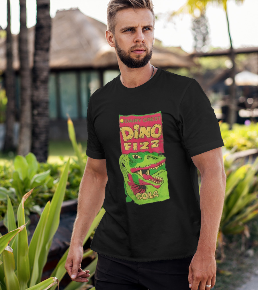 Dairy Crest Dino Fizz Cola Green Dinosaur Open Mouth Red T-Shirt