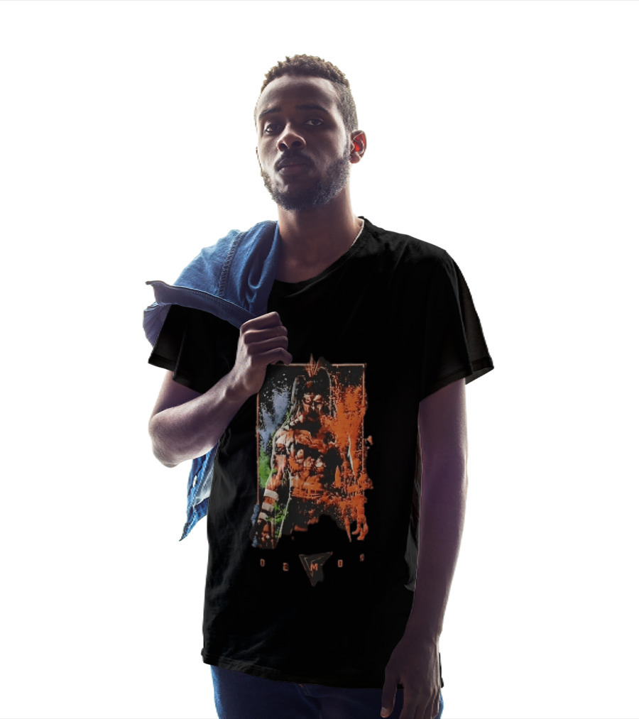 Demon Masked Warrior Orange Splatter Bodypaint Art 3000 T-Shirt