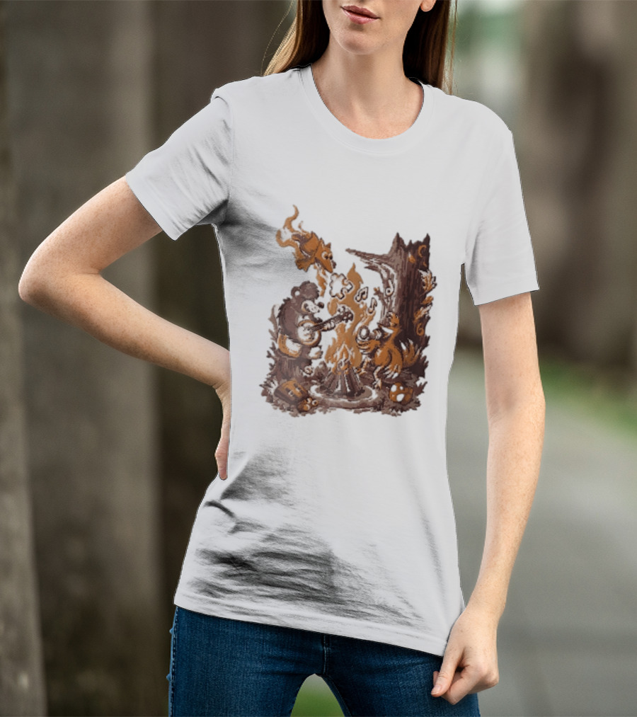 Banjo Kazooie Bear And Bird Music Campfire Jiggy Pixel T-Shirt