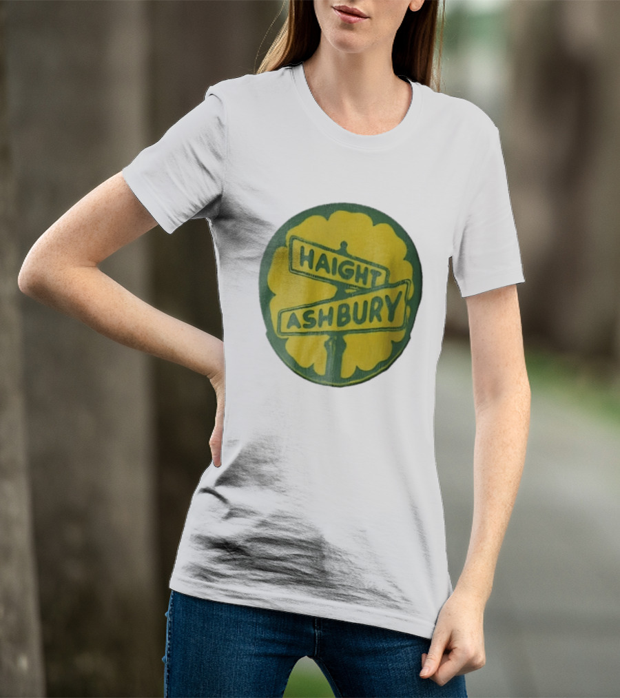 Haight Ashbury Street Sign Yellow Flower T-Shirt