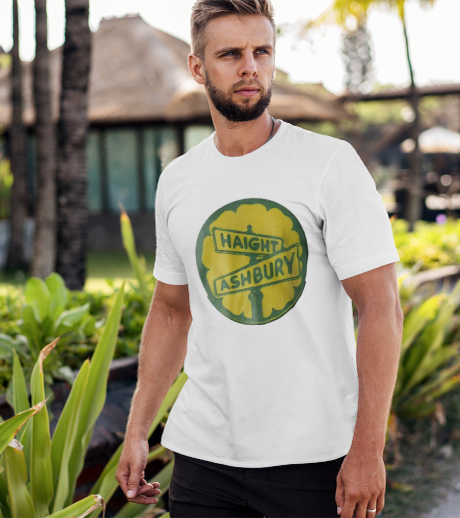 Haight Ashbury Street Sign Yellow Flower T-Shirt
