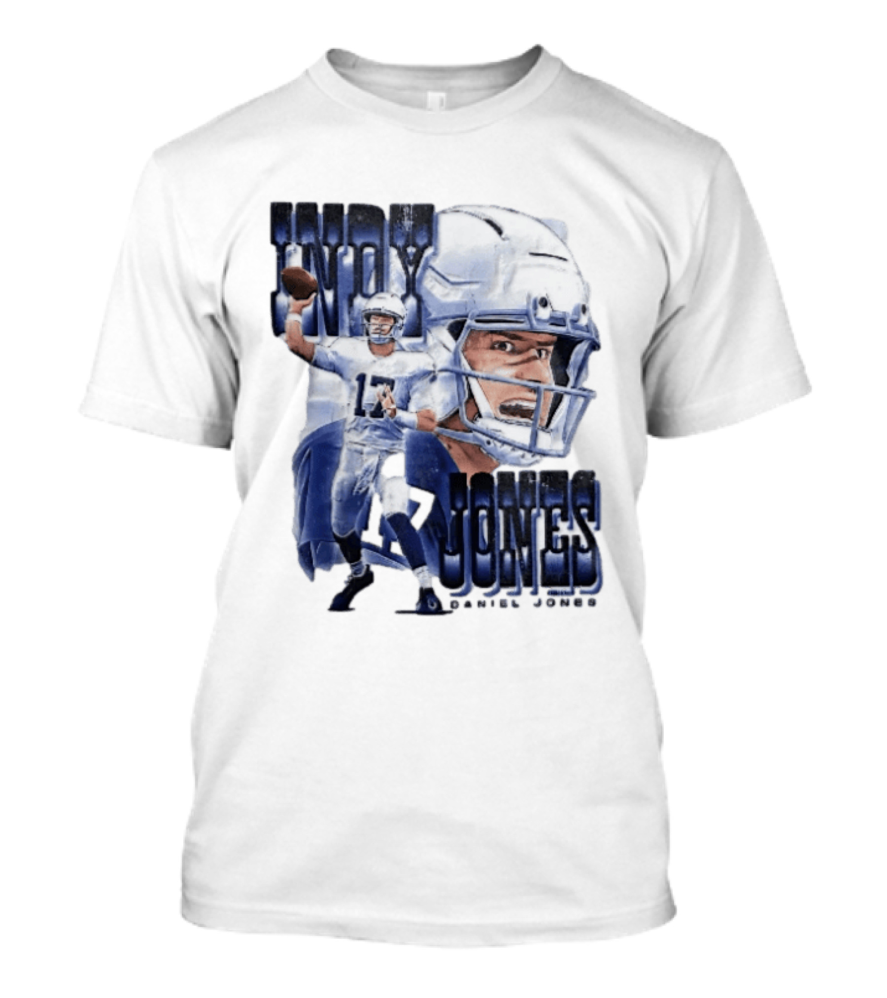 Indy Jones Football Quarterback Throwing Action Close Up Helmet T-Shirt